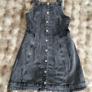 Free People Charcoal Button-Down Denim Dress